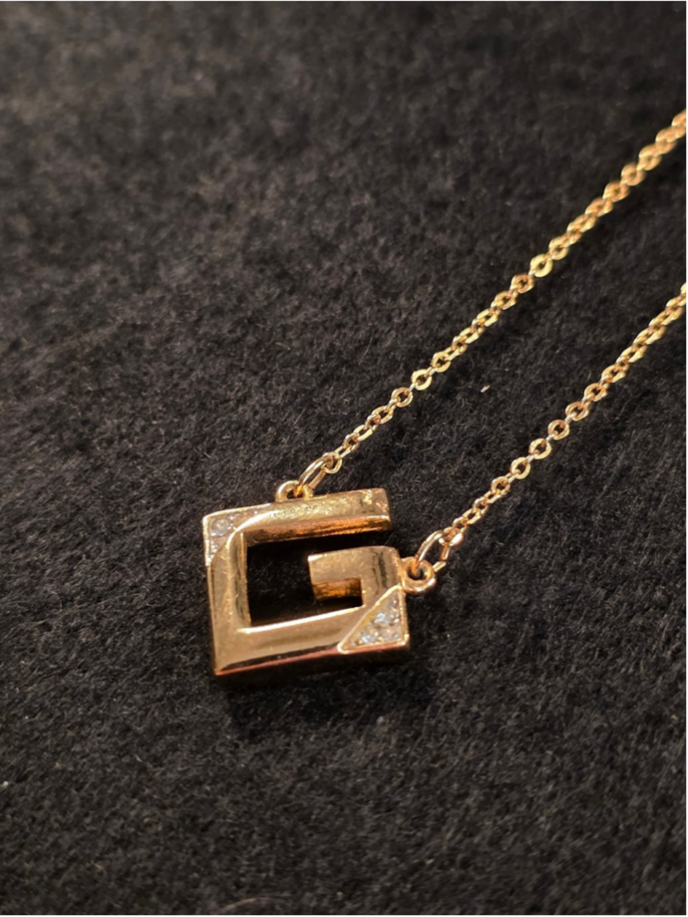 VTG Givenchy Geometric Pavé "G" Necklace - Signed Archival 80s